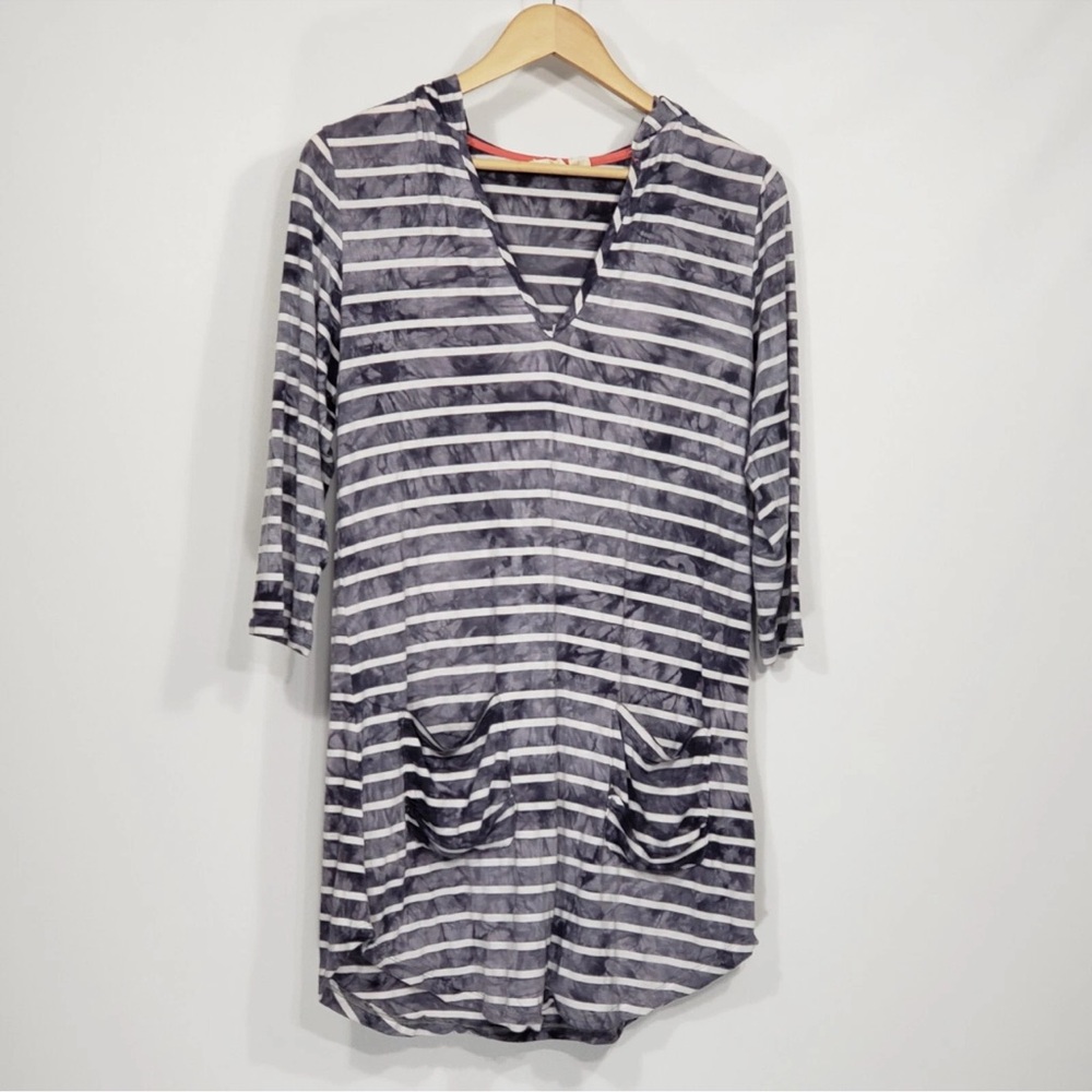 Dakini Striped Top with Blue & White Striped Hooded Dress Women's Size 2XL
